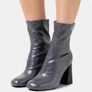 Topshop Metallic Gray Ankle Boots